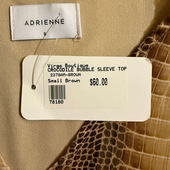 NWT Adrienne Rich Brown and Tan Crocodile Textured Blouse - Size S - Picture 13 of 13